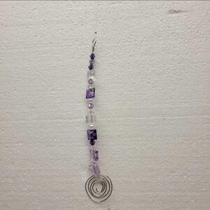 Hand Crafted Silver, Purple and Clear Glass Beaded Suncatcher